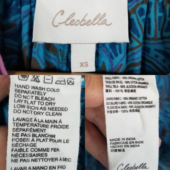 Cleobella Blue Bria Zuri Block Print Kaftan Midi Dress No Belt Size XS *Damaged - Picture 15 of 16
